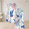 Women Plus Size Round Neck Long Sleeve Printed High Low Top Wide Leg Pants Two Piece Set