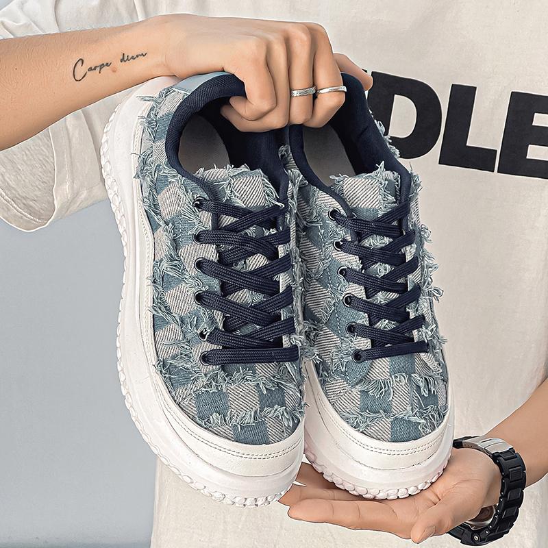 Summer New PU Bottom Big Head Shoes Trendy Canvas Breathable Casual Fashion Foreign Trade Large Size Trendy Shoes39-46