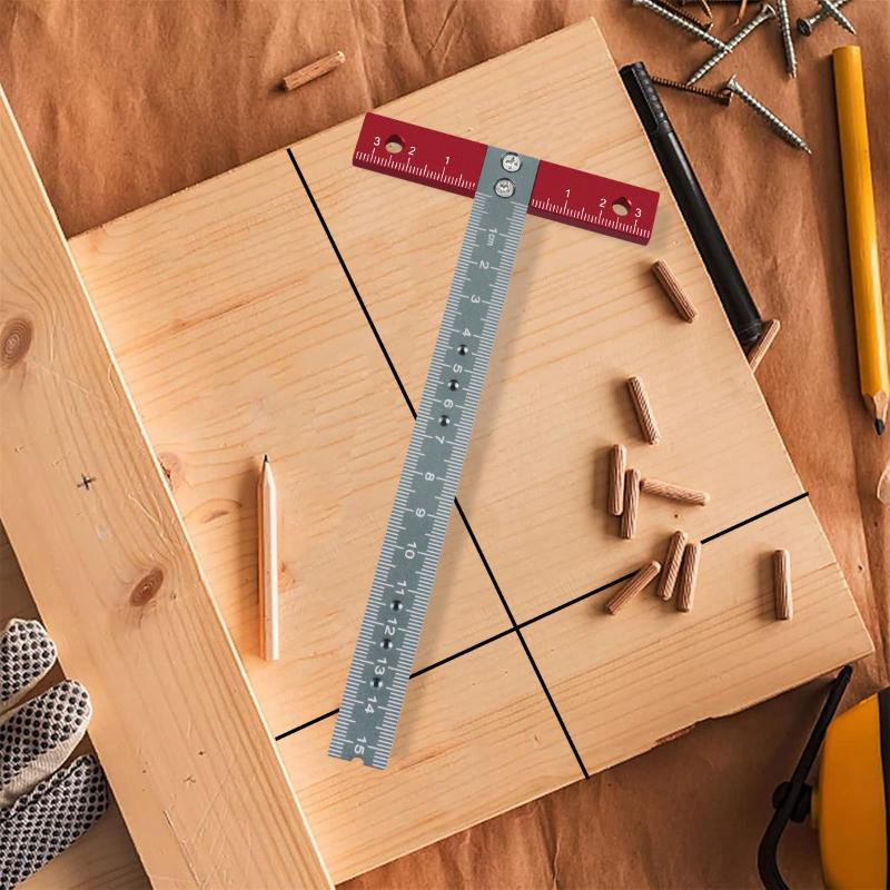 Aluminum Alloy Metric T-square Ruler 1Pc Durable Measuring and Marking Tool for Woodworking DIY Projects