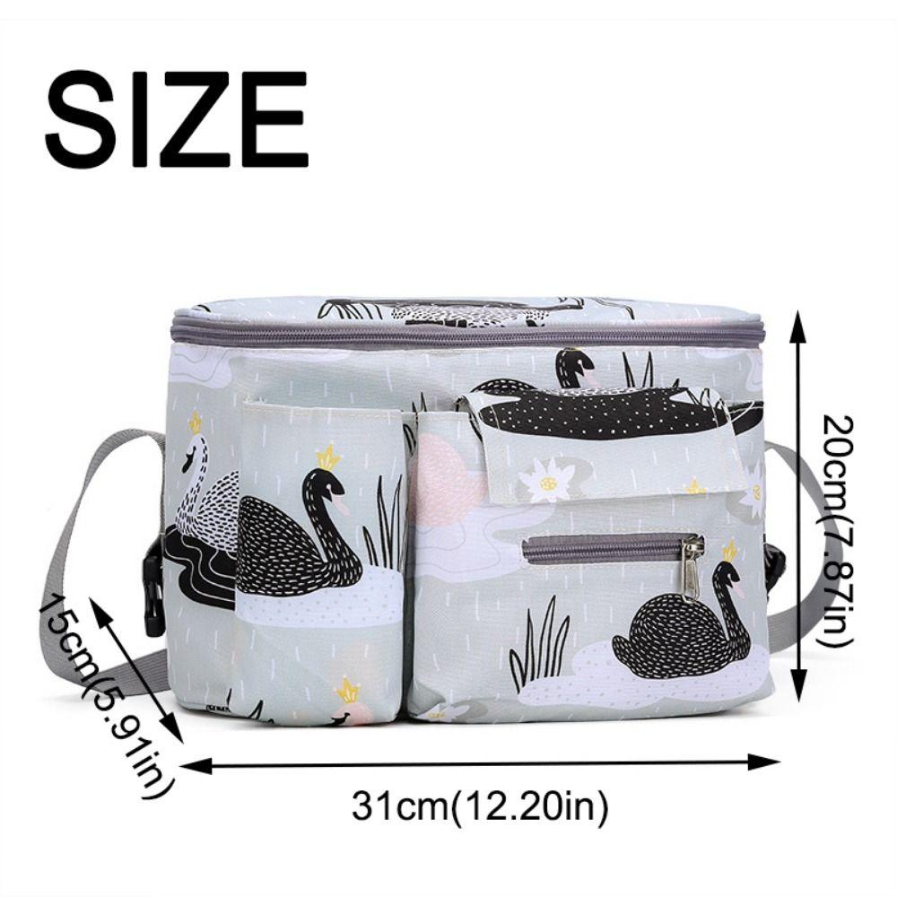 Large Capacity Baby Stroller Bag Multiple Pockets Oxford Cloth Baby Stroller Hanging Bag with Zipper Cartoon