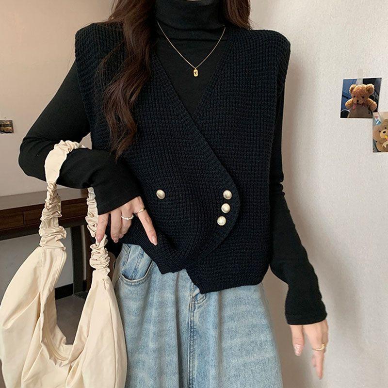 Women's Knitted Vest Gilet Spring Loose Lazy Style Women's Sweater Cardigan Outerwear Top