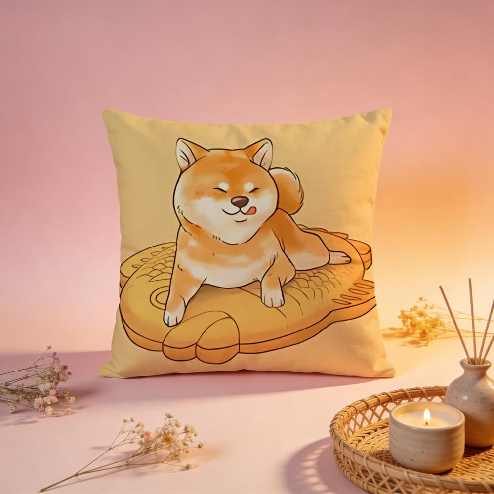 Cute Shiba Inu Cartoon Cushion Cover Comfortable Durable Pillow Cover MultiScene for Home Office Car Sofa