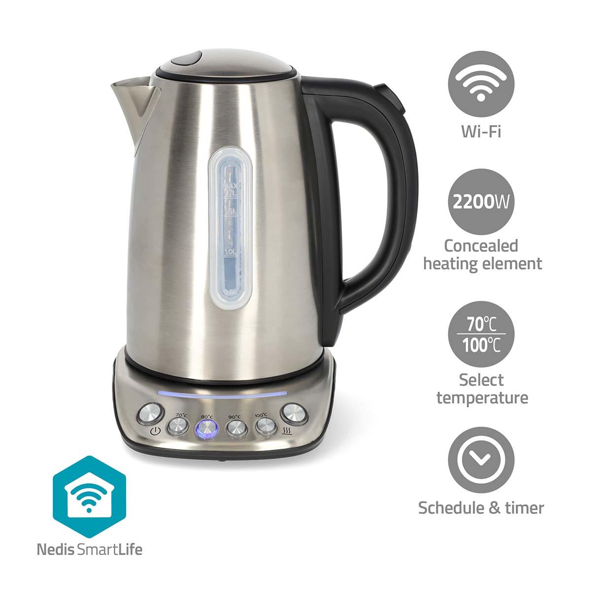 Nedis KAWK8000WIFI, 1,7 l, 2200 W, Edelstahl, Edelstahl, Regelbare Temperatur, Drahtlos - Bild 7