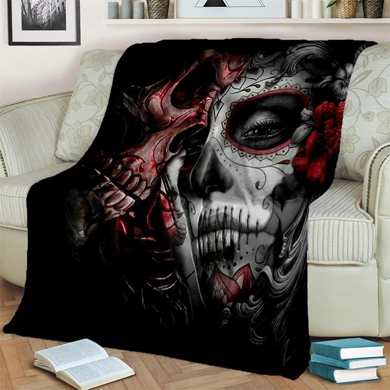 Coperta Orrore Teschio Femminile Ragazza Morta Gotica, Morbida Coperta da Lancio per Casa Camera da Letto Letto Divano Picnic Viaggio Ufficio Coperta Coprente Bambino