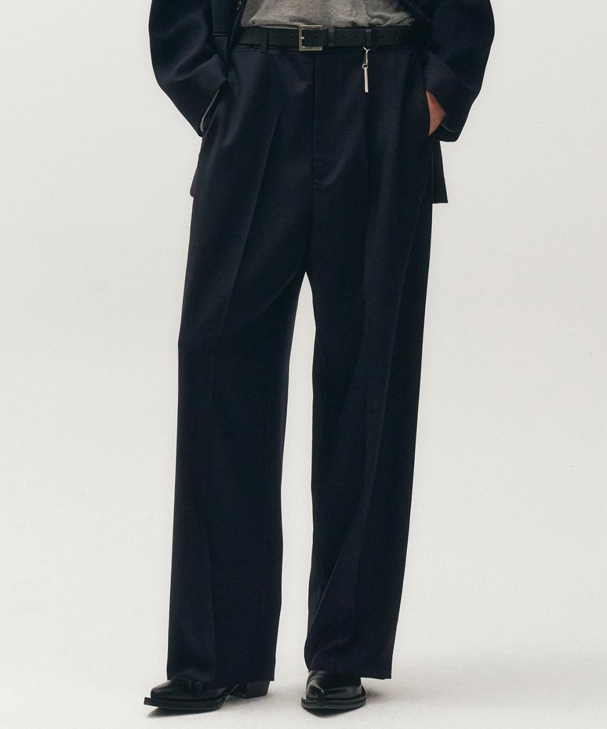NOIRER Lux Wool Wide Slacks (Navy)