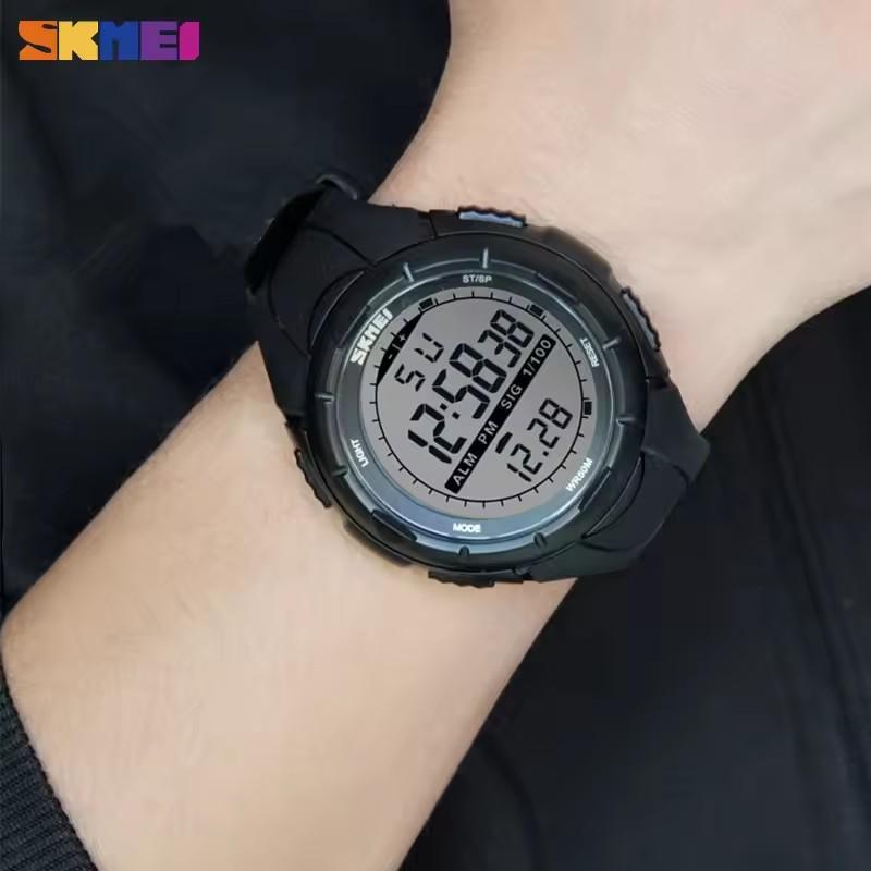 SKMEI 1025 50M Water Resistant Electronic Alarm Clock Men Digital Watch Outdoor Sports Watches LED Outdoor Dress Wristwatches