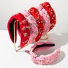 New Style Fresh Sweet Valentine's Day Diamond-encrusted Cloth Heart Love Letter Wide-brimmed Knot Hair Band Holiday Hair