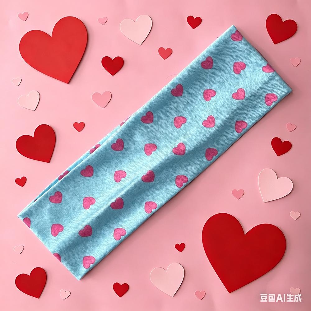 JYSP Fashionable and Versatile Sports Headband New Heart Print Wide Elastic Fitness Yoga Hair Band