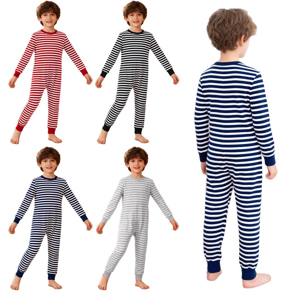 Tuta a righe unisex per bambini con bisogni speciali, abbigliamento adattivo, manica lunga, lunghezza intera, anti-strappo sulla schiena, cerniera invisibile