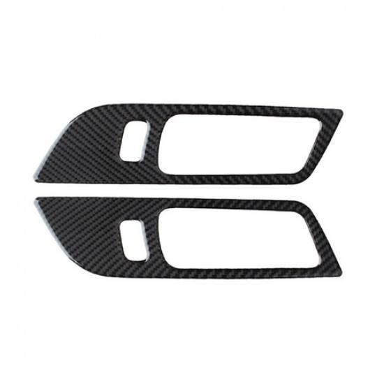 Carbon Fiber Interior Door Handle Panel Cover Trim For Ford Mustang 2015-