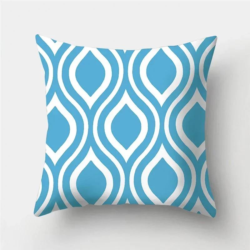 Blue Geometric Pattern Decorative Cushion Pillowcase Cushion Cover Throw Pillow Living Room Sofa Decorative Pillowcase