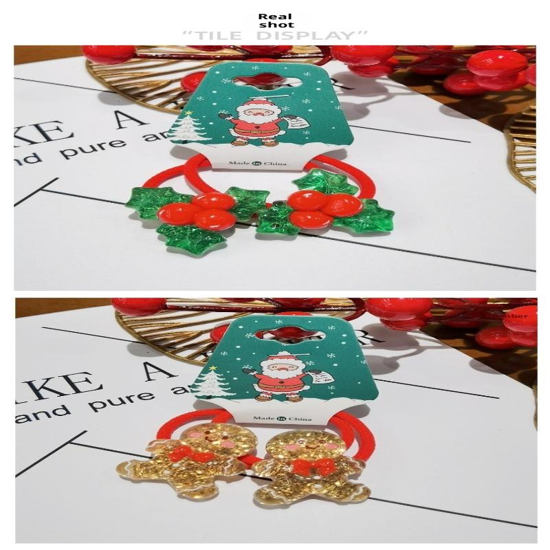 2Pcs/Set 2026  Christmas Hair Accessories Girls Festive Santa Claus Hair Ties Cute Red Hairpin Kid Holiday Party Hairpins