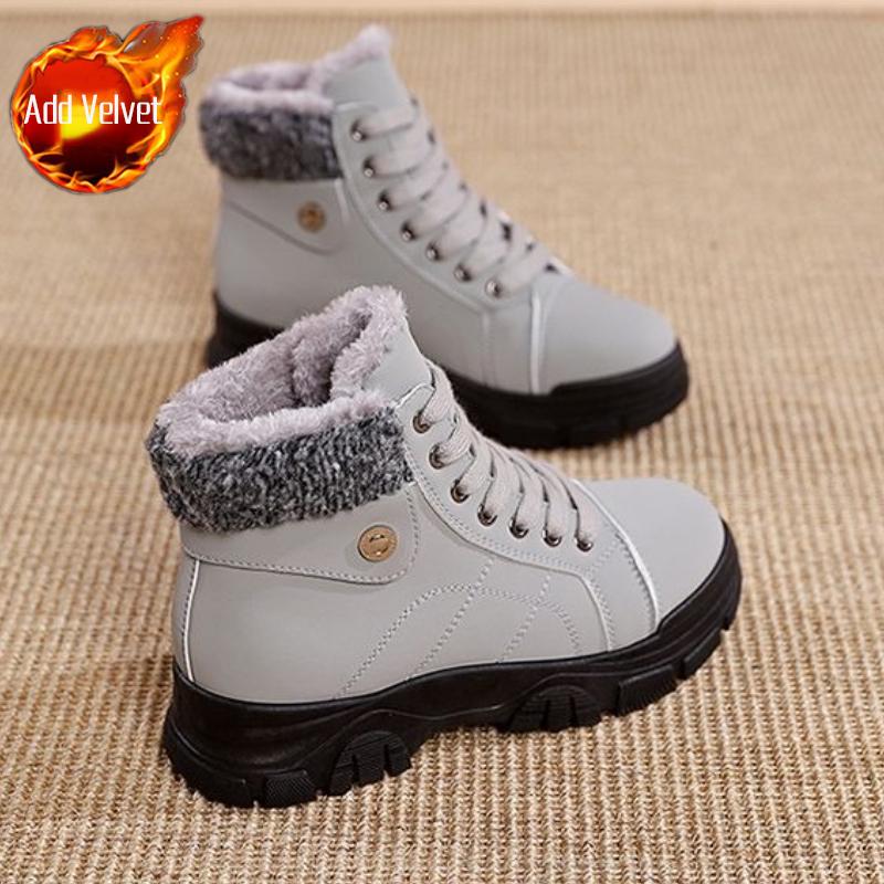 

Fashion Winter Lace-up Platform Women s Snow Boots Round Toe Fleece-lined Ladies Shoes Hot High Quality Chic and Elegant Trend 2025 Boot 35