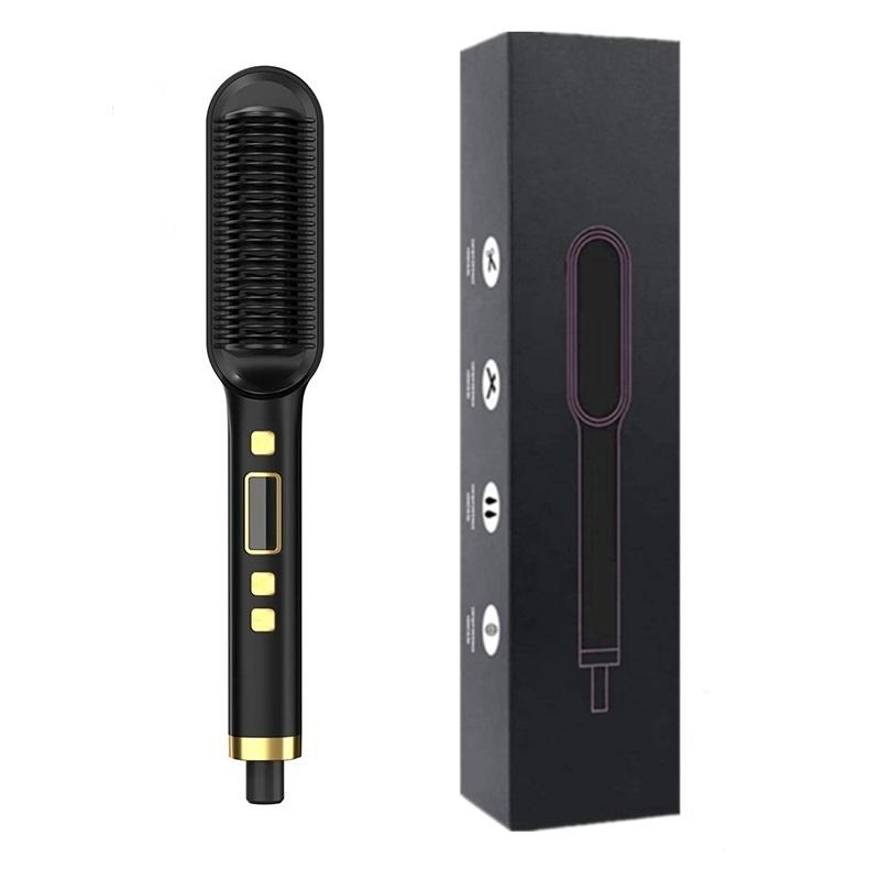 

Щетка для выпрямления волос, противоожоговая ионная расческа для выпрямления волос со светодиодным экраном, быстро нагревающаяся выпрямляющая щетка, инструмент для женской прически EU