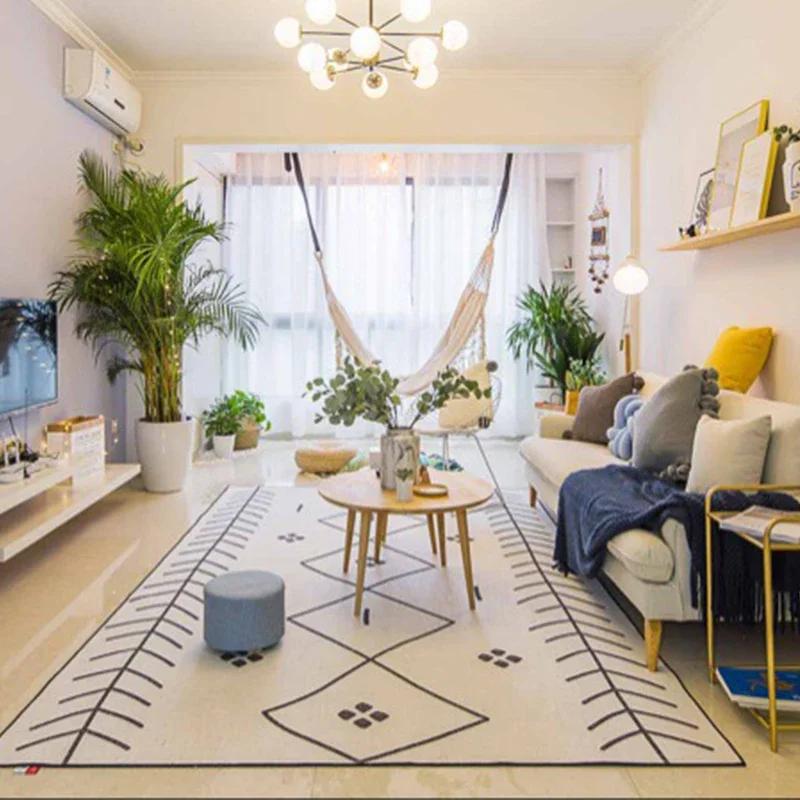 Minimalist Line Art Area Rug for Living Room Bedroom Machine Washable Non-Slip Soft Floor Mat Home Decor