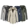 Winter Jacket Solid Color Hooded Slim Pockets Quilted Coat for Daily Wear