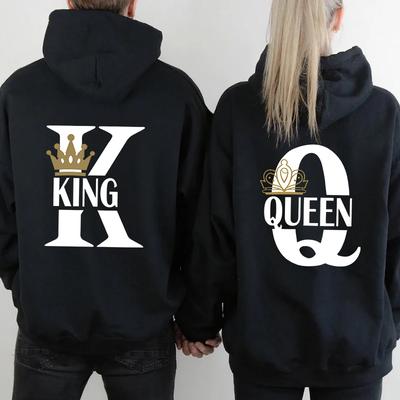 Hot Sales Heren Dames Hoodies King Queen Bedrukking Sweatshirts Veelzijdige Casual Kleding voor Koppels Dagelijkse Pullover Herfst Winter Y2k