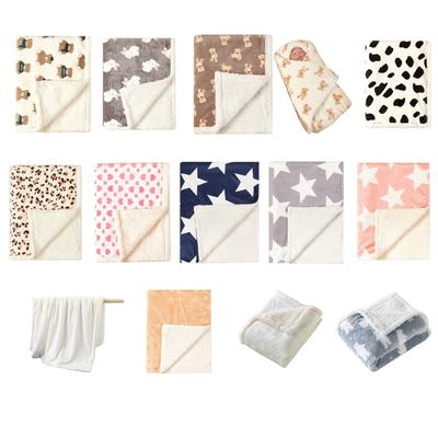 75x100cm Cute Cartoon Newborn Blanket Thickened Flannel Fleece Swaddles Wrap Warm Quilts for Baby In Cooler Months
