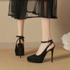3-1 Waterproof Table Suede High Heels Are Not Tired, But Empty Sandals with Pointed Thin Heels and Super High Heels for Women.