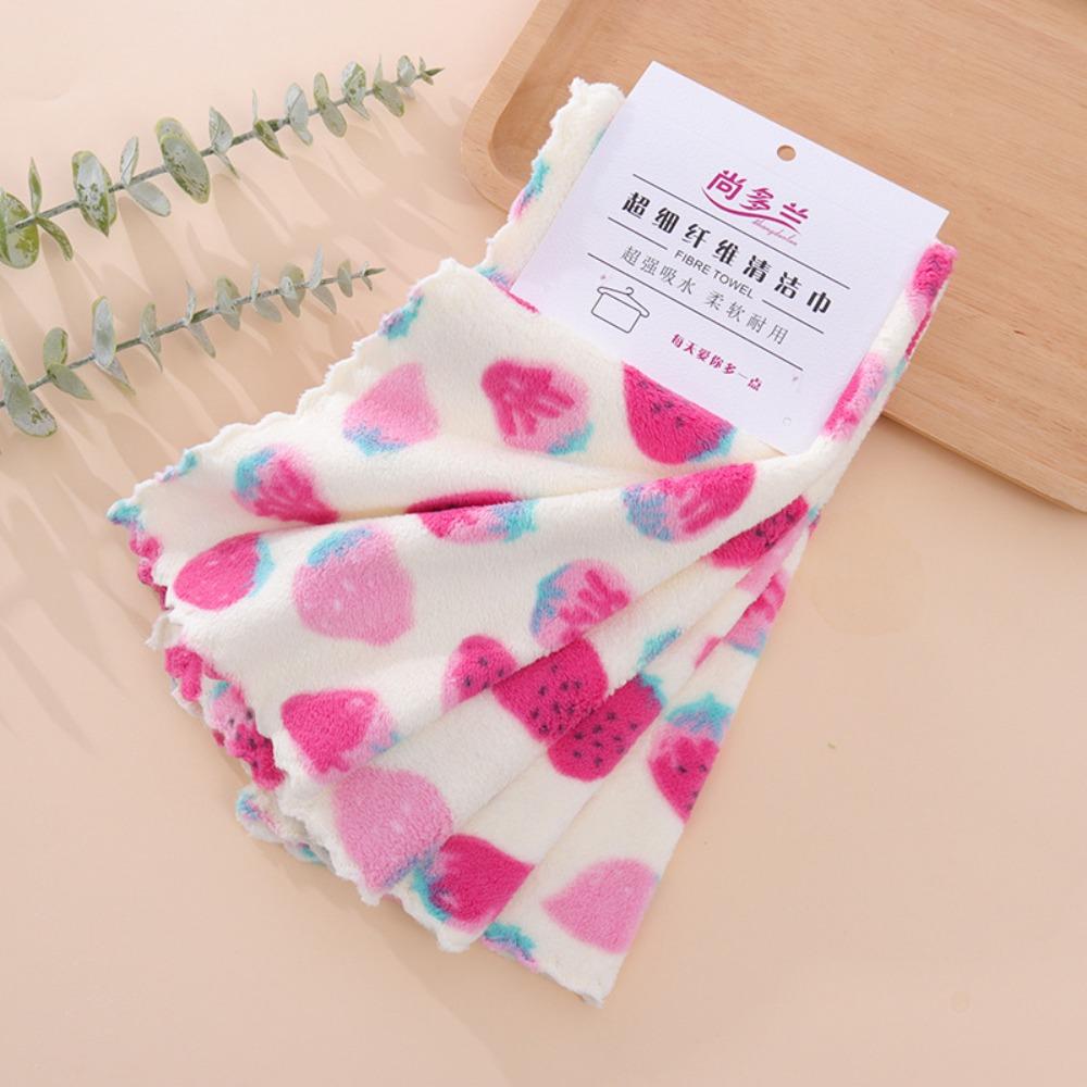 4Pcs Soft Absorbent Kitchen Cleaning Cloths Coral Fleece Reusable Dishcloth Napkins Tableware Cleaning Wipe