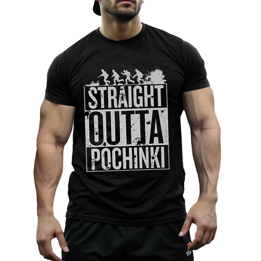 Platform9Co Straight Outta Pochinki PUBG Gaming T-Shirt Men's Comedy Nerd Geek T-Shirts