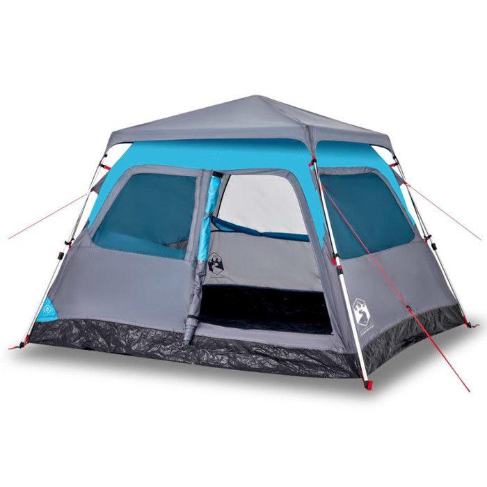 Tente de camping - vidaXL - 4 personnes - Imperméable - Système de dégagement rapide - Bleu