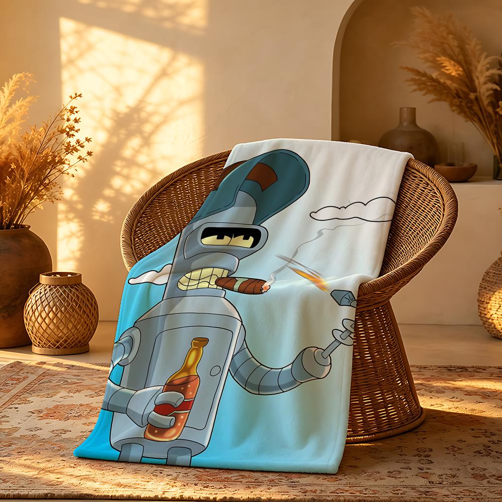 Animation F-FuturamaS Throw Short Plush Throw Blanket Soft Skin-Friendly Multi-Scene Home Office