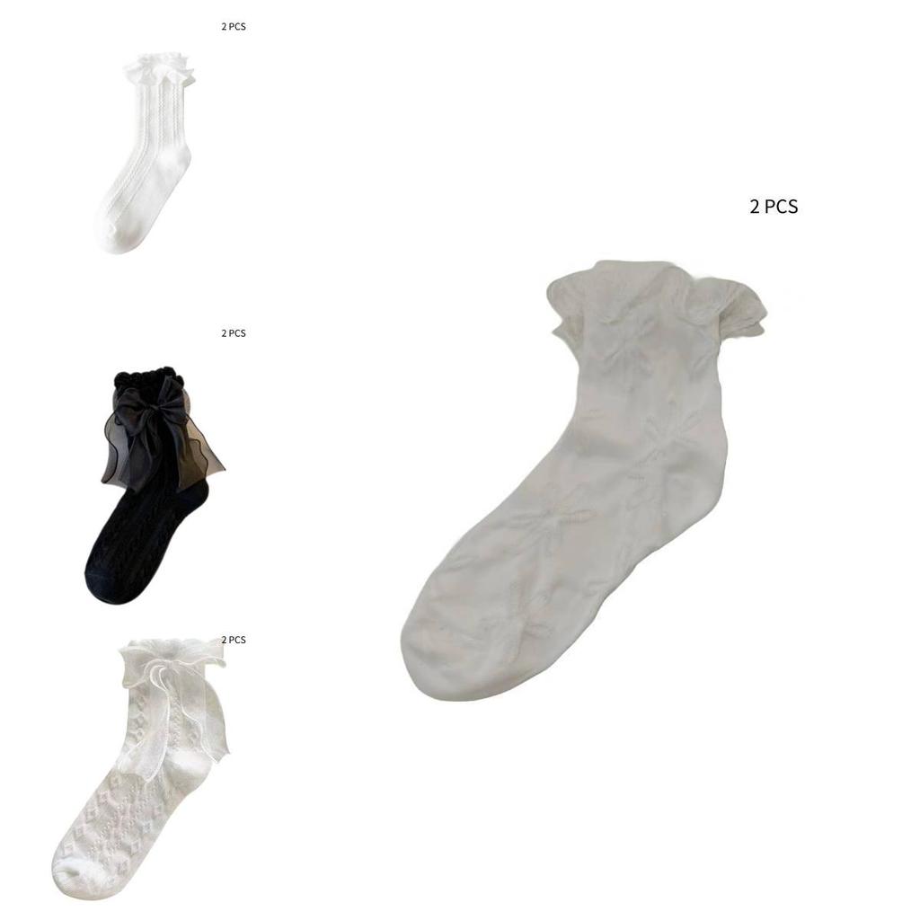 Ins Trend Lolita Spitze Schleife Fee Socken Baumwolle Wadenhoch Süß Und Niedlich