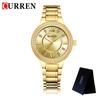 CURREN New Fashion Women Watch Top Brand Luxury Ladies Girl Wristwatch Gold Stainless Steel Bracelet Classic Female Clock 9004