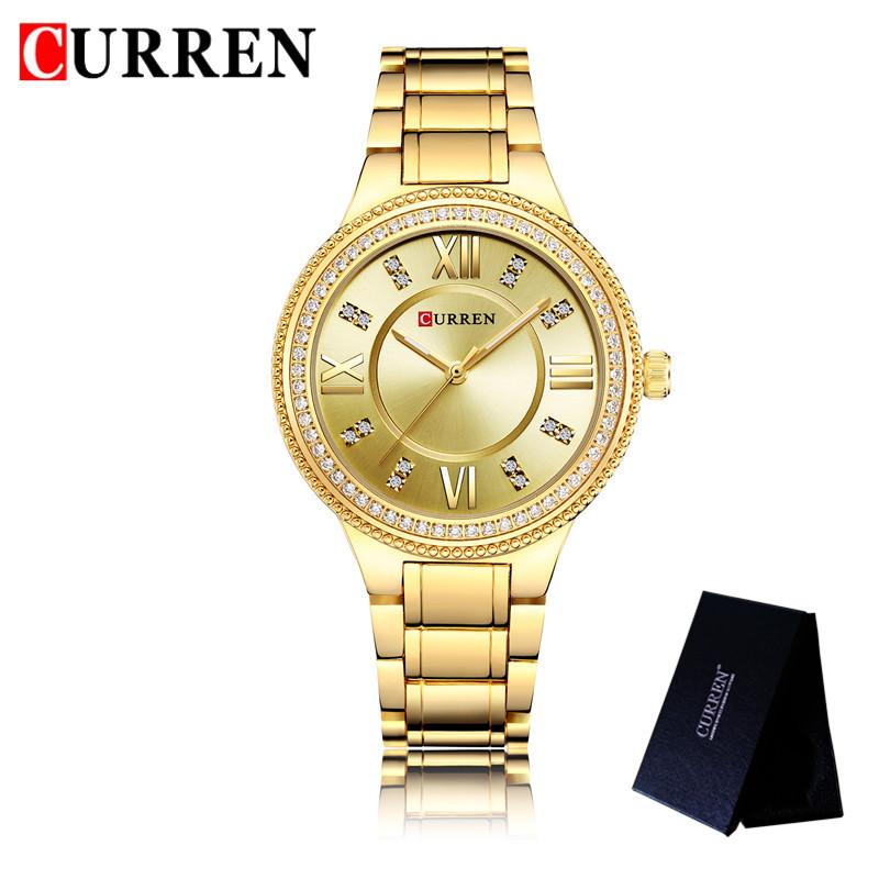 CURREN New Fashion Women Watch Top Brand Luxury Ladies Girl Wristwatch Gold Stainless Steel Bracelet Classic Female Clock 9004