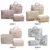3Pcs Floral Toiletry Bag Cotton Quilted Makeup Organizer Storage Bag Large Capacity Cosmetic Organizer Case for Women and Girls