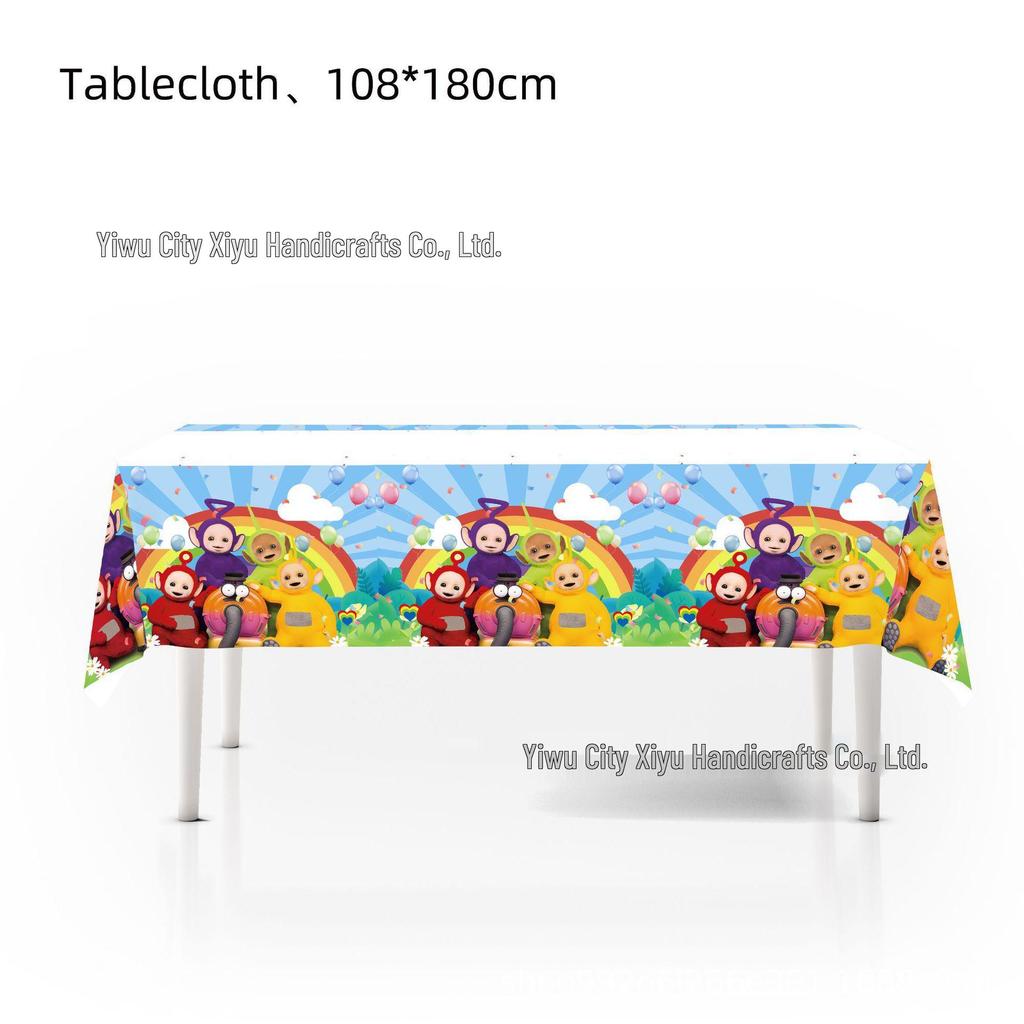Teletubbies Birthday Party Set: Flags, Plates, Napkins, Tablecloth, Cutlery