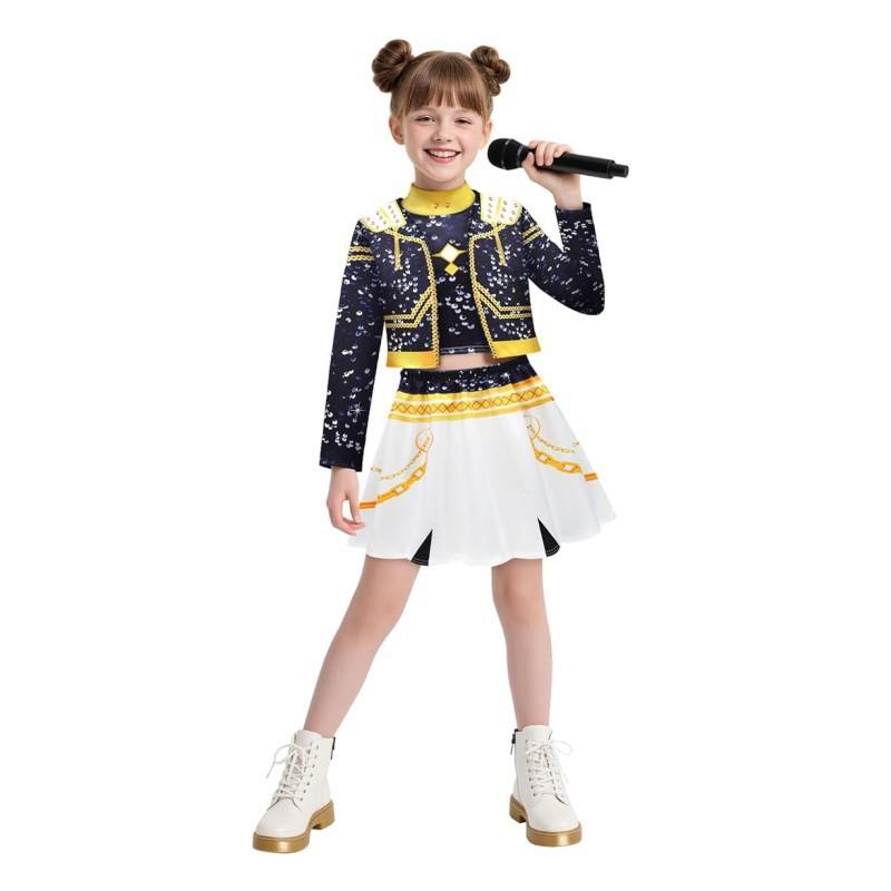 Costume Cosplay Ragazze Anime Zoey Mira Vestito Elegante Festa Bambini Idol Film Cosplay Halloween Carnevale Vestiti Tute Dorate da Palco vestiti in vendita