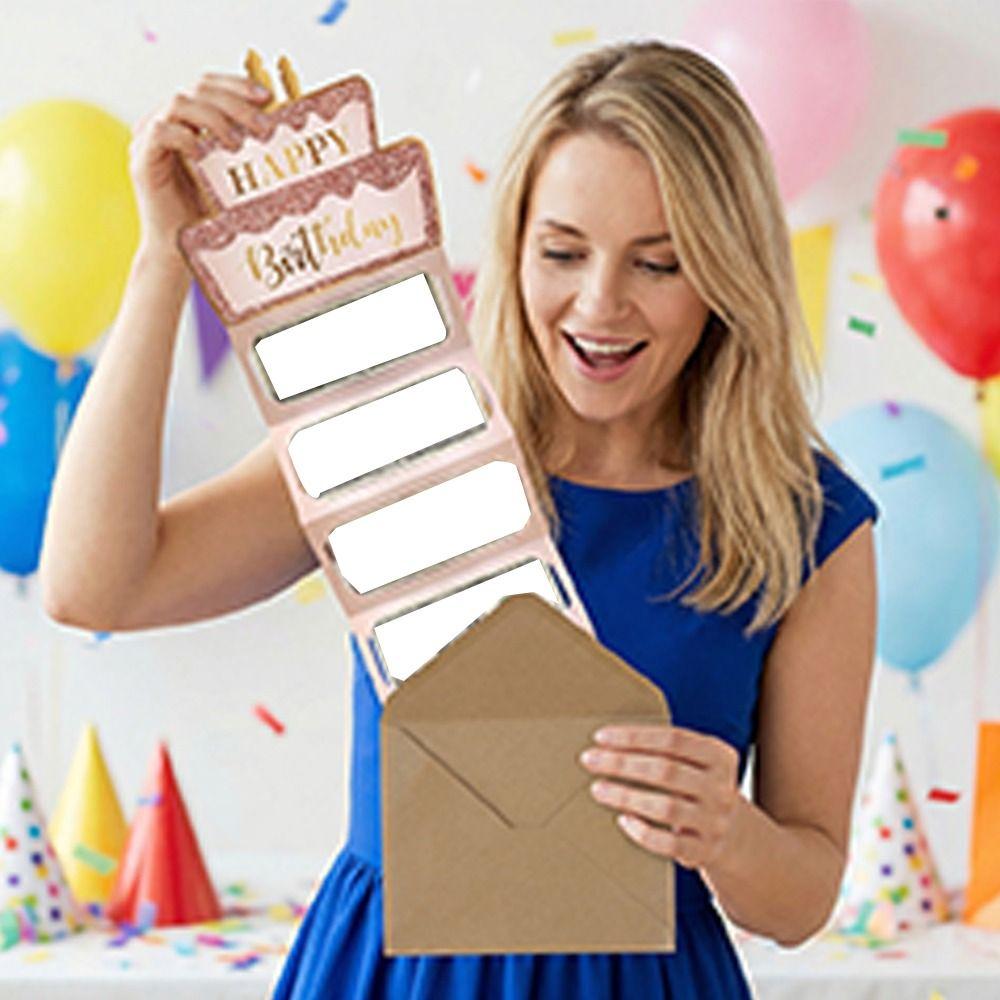 6/7 Fessure Torta di Compleanno Biglietto Soldi Auguri Buste Carta Contanti Porta Contanti Pieghevole Vuoto Festa Adulti