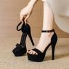 13.5cm Ultra High Thick Sole Platform Open Toe Sandals for Women - Nightclub & Runway Pole Dancing Shoes