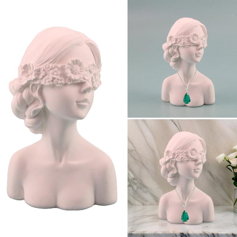 Sturdy Resin Covered Necklace Bust Portable Jewelry Organization Home Accessory Necklace Display Rack Decoration