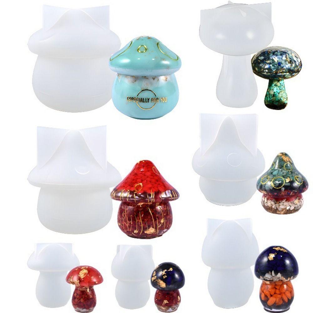 

For Aromatherapy Multi-function Mushroom Mold Epoxy Resin Mould DIY Making Tool Heart Storage Boxes