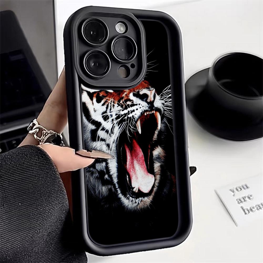 LZ30 Tiger Lion Cat Silicone Phone Case for iPhone 11 13 14 15 16 Pro Max 7 8 16 Plus 12 mini XS Max XR Shockproof Back Cover