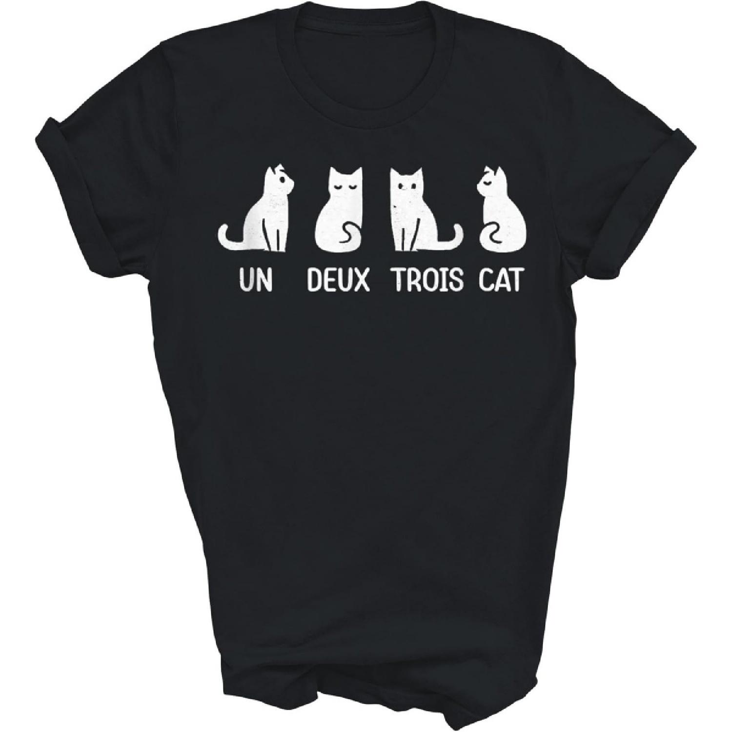 Funny Un Deux Trois Cat Funny Black Cat Mom Dad Cats Lover Owner Cute Unisex Shirt Gift Women Men T-Shirt (Black;L) XXXXXL разноцветный