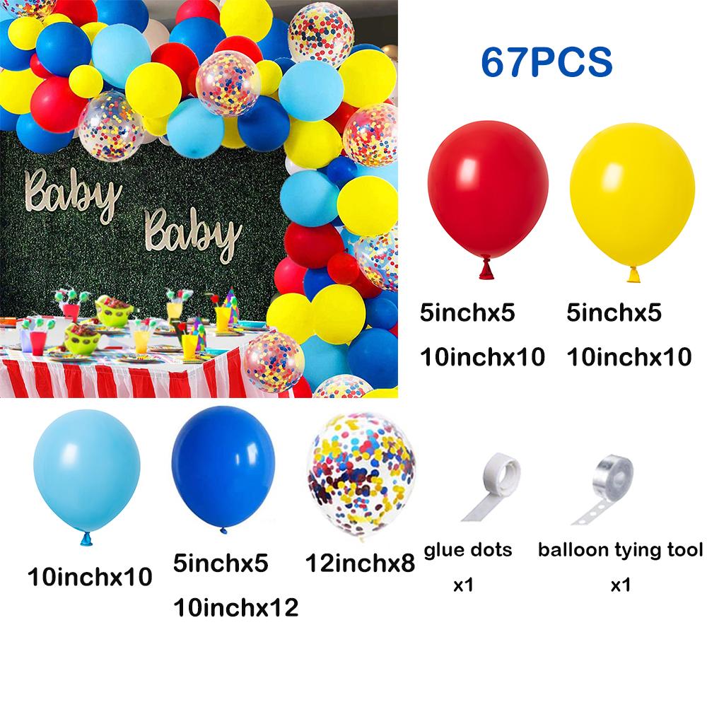 Red Green Blue Yellow Balloons Garland Arch Kit Latex Ballon Set Carnival Circus Toy Themed Party Birthday Decoration Air Globos