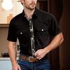 Men'S Fashionable Lapel And Shoulder Length Short Sleeved Casual Top