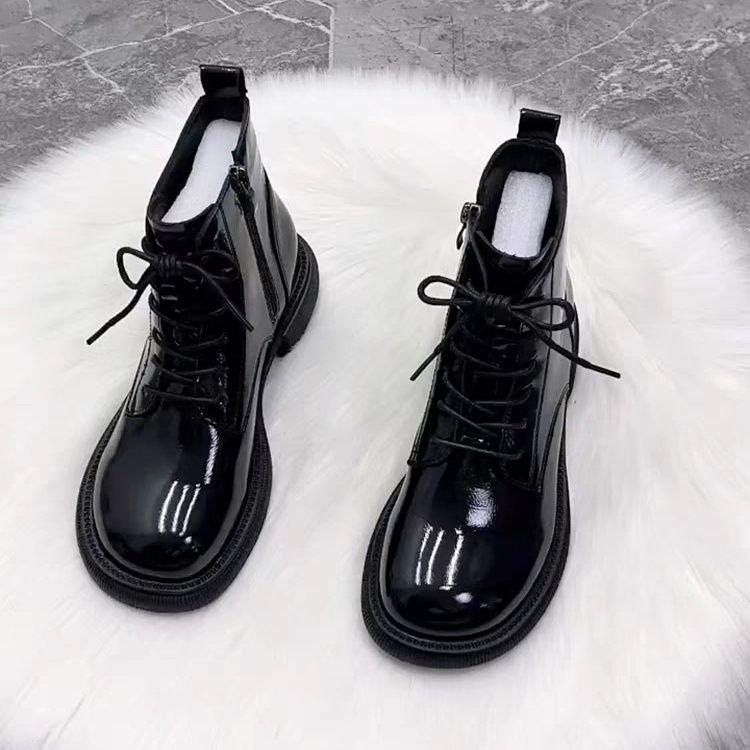 Short Boots for Women 2026 British Autumn and Winter New Item  Tied Mango Head Short Boots with Plush Cotton Boots
