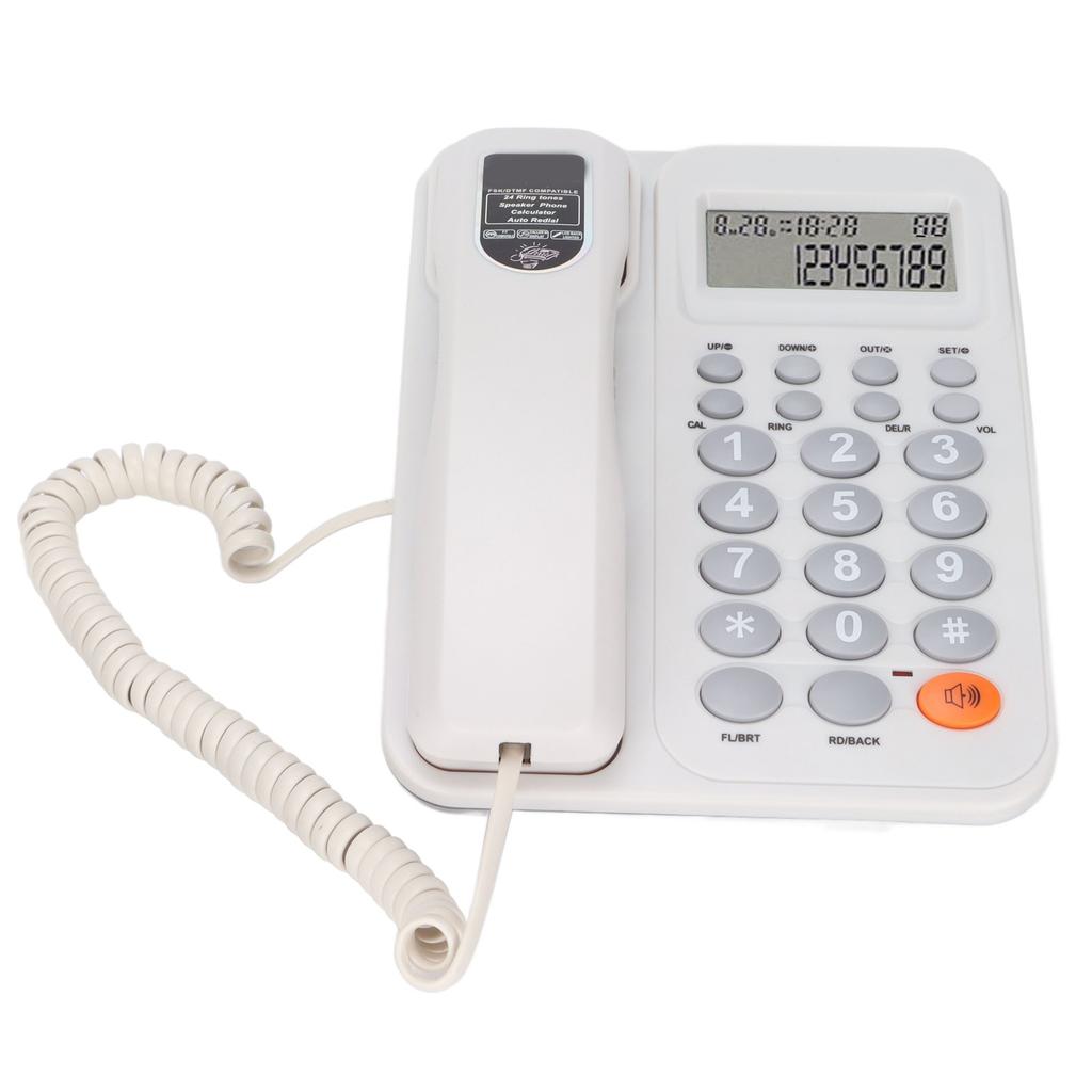 KXT2027CID Desktop Corded Telephone Adjustable Volume Caller ID Semi Hands Hree Fixed Landline for Office Hotel(White )