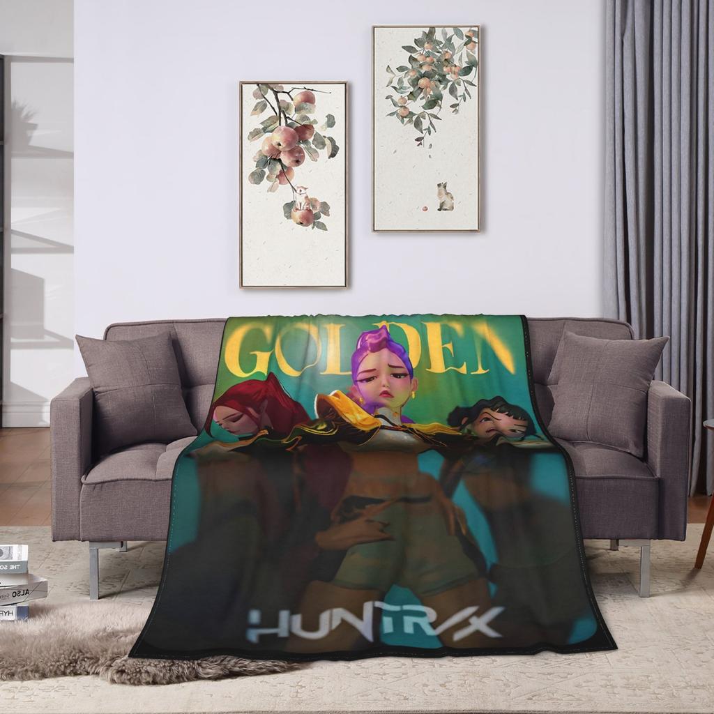 Super Soft Blanket Decorative K-Pop Demon Hunters Hot Anime  Throw Blanket  Flannel Bedspread For Couch Bed Sofa Bed Cover