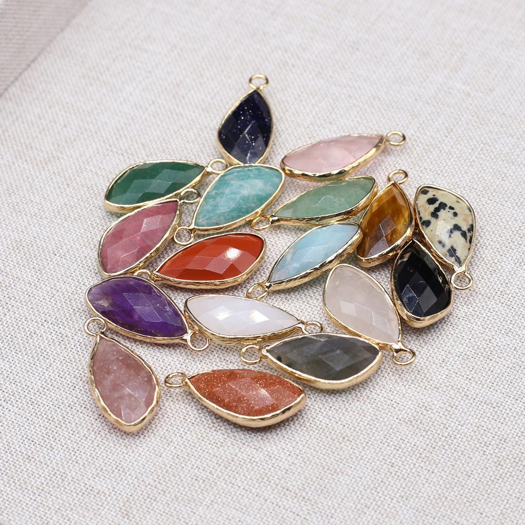 2Pcs, Aura Healing Crystal Pendant, Bohemian Style Natural Stone Agate Amethyst Gemstone Handcrafted Irregular Charms Jewelry Making DIY Crafts