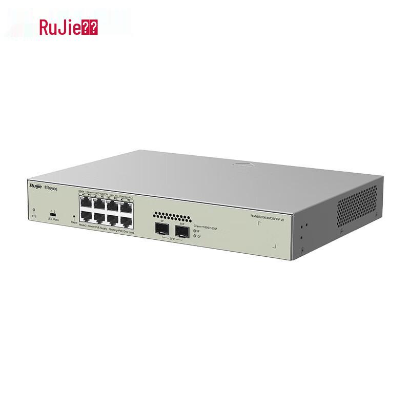 Ruijie RG-NBS3100-8GT2SFP-P V2 8-Port Gigabit PoE+ Switch CN Plug (adapter Included)