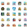 50 Cute Multicolor Floats Bus Cartoon Transportation Series Waterproof Decorative Stickers Children'S Enlightenment Education