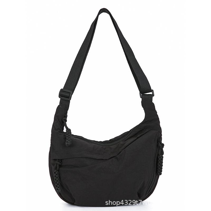 

Solid Color Large Capacity Nylon Crossbody Dumpling Bag - Women s Casual Summer Shoulder Bag чорний