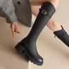 Thick-soled brown boots women's 205 autumn new velvet but knee boots slim knight boots
