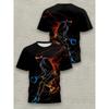 Men's Fluorescent Basketball T-Shirt Compatible for Streetwear & Court - Short Sleeve Round Neck Casual Top with Fluorescent Print
